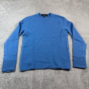 Rag & Bone Gregory Wool Blend Crewneck Sweater Mens Small Blue Ribbed Cuffs
